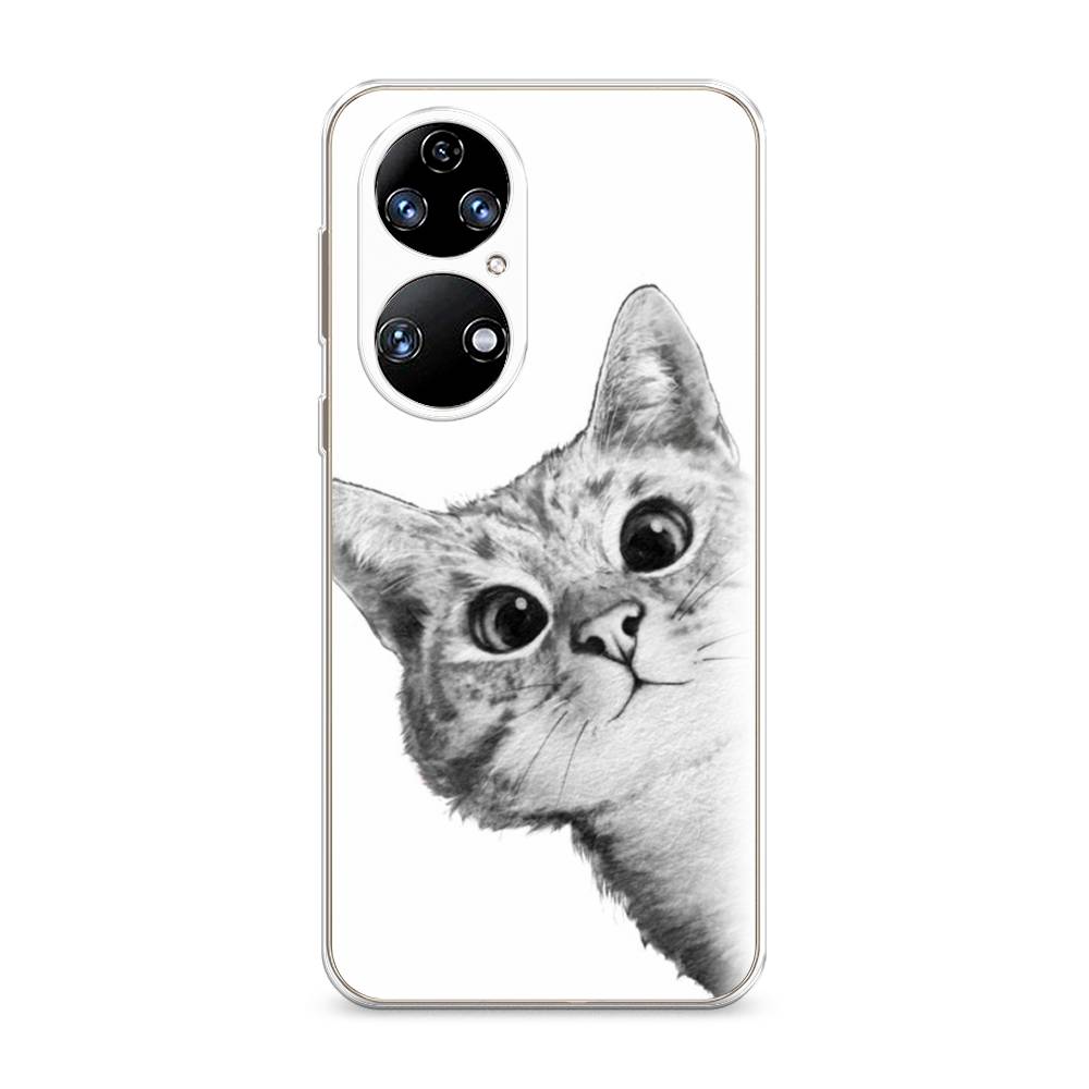 фото Чехол awog "кот рисунок черно-белый" для huawei p50