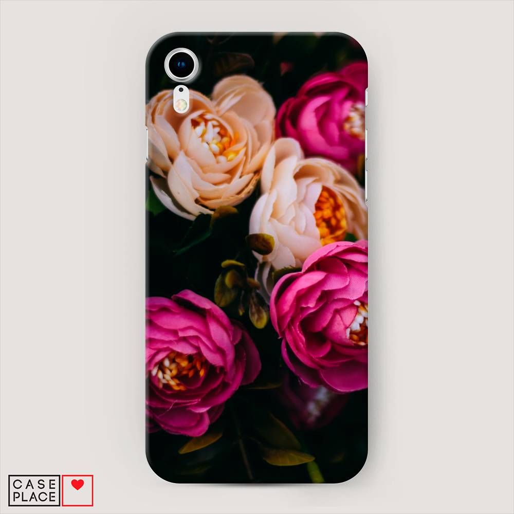 

Пластиковый чехол "Розовые пионы на черном" на Apple iPhone XR (10R), 12020-6