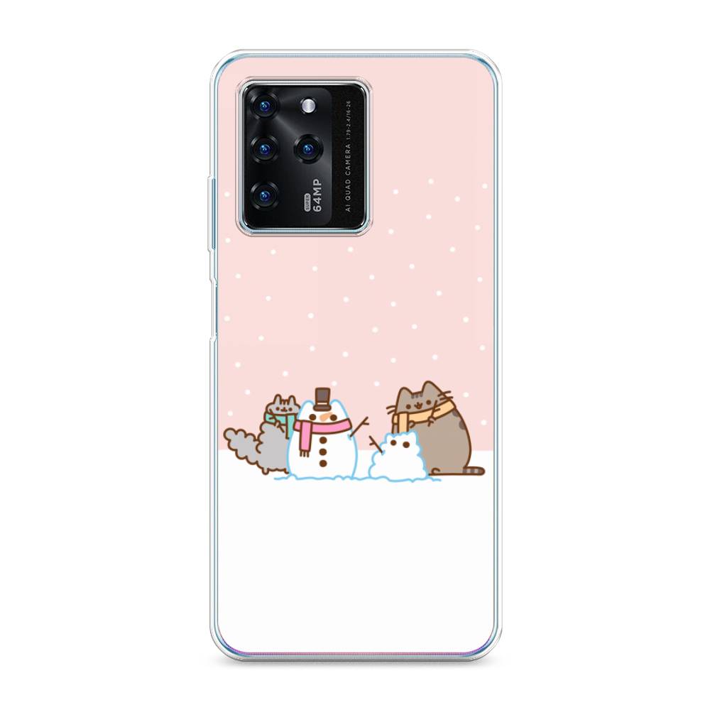 

Чехол на ZTE Blade V30 "Котики в снегу", Розовый;белый;серый, 135350-5
