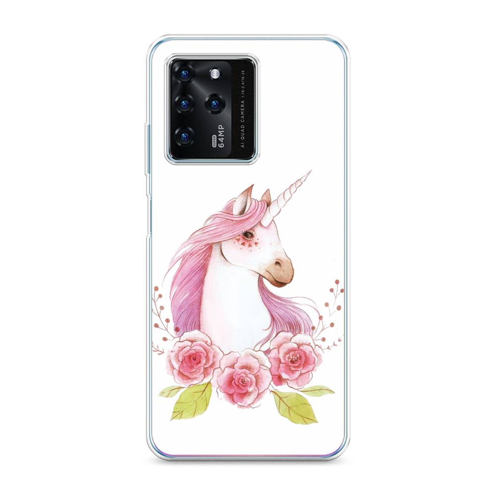 

Чехол на ZTE Blade V30 "Единорог цветы", Белый;розовый;серый, 135350-1