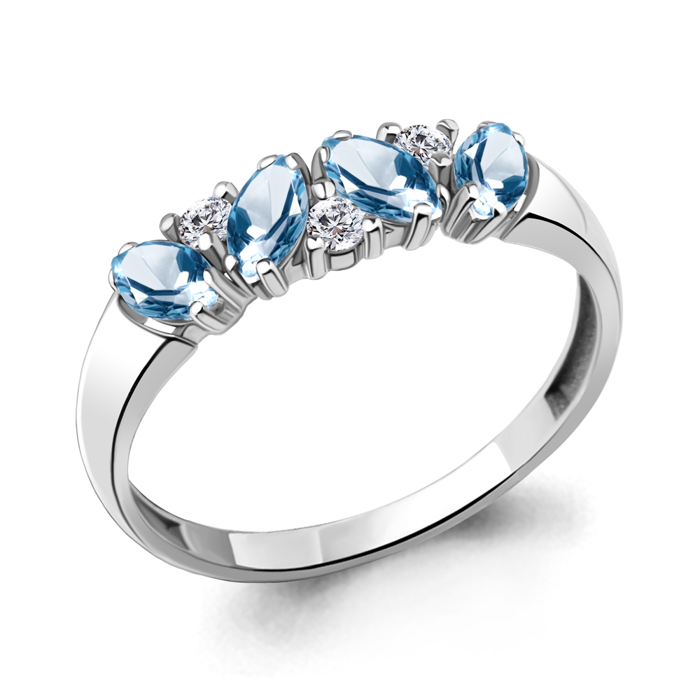 

Кольцо из серебра с топазом р. 18,5 Aquamarine 6958505А_925_р, 6958505А_925_р