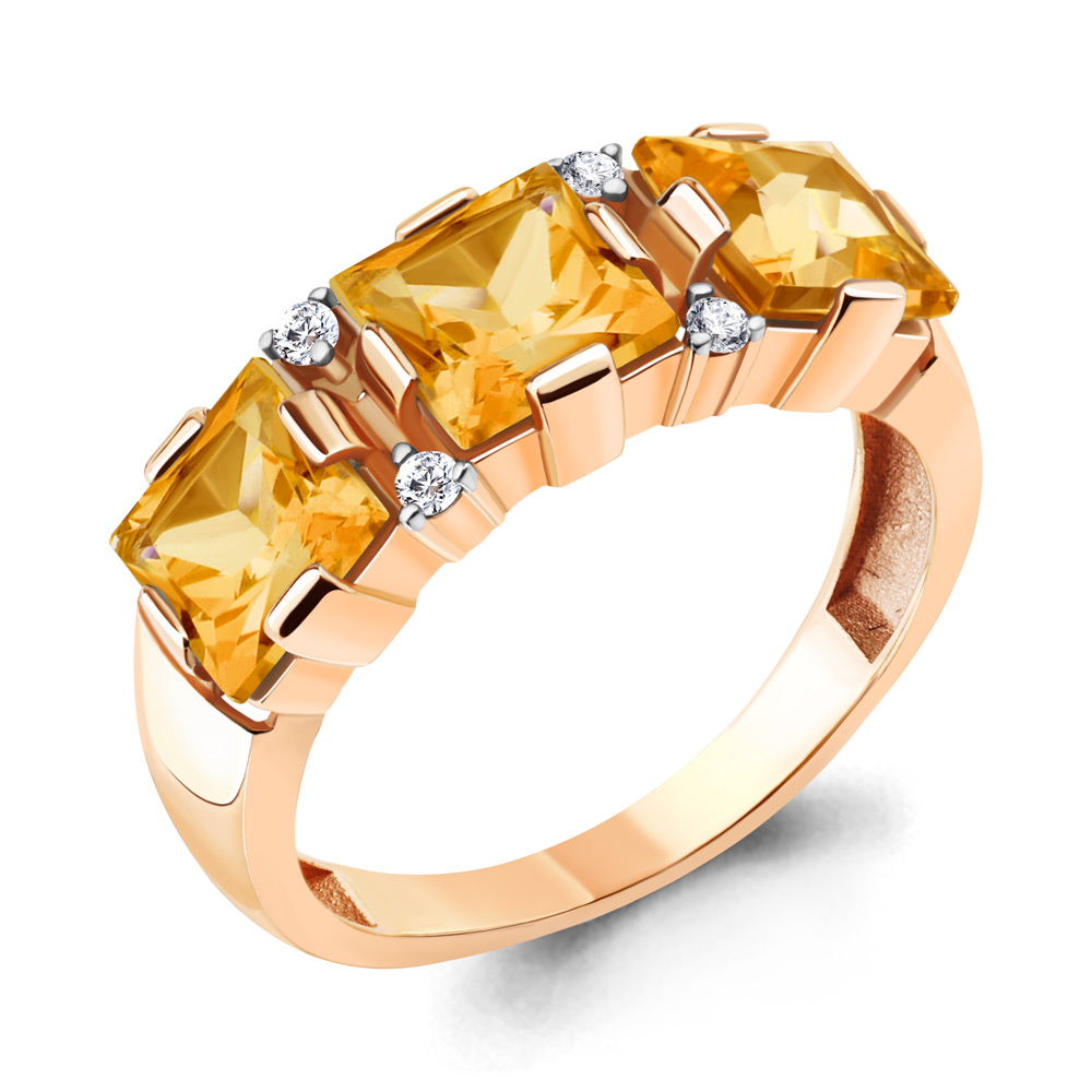 

Кольцо из серебра с цитрином р.  Aquamarine 6958306А_925_з, 6958306А_925_з