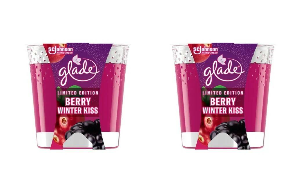 

Ароматизированная свеча Glade Berry Winter Kiss/Ягодный зимний поцелуй, 129 г, 2 шт, Berry Winter Kiss