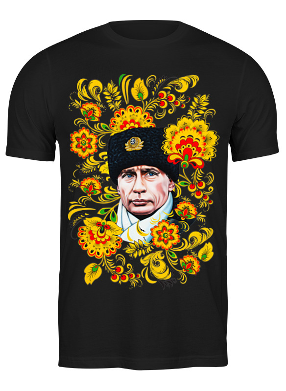 

Футболка мужская Printio Путин – хохлома черная 3XL, Путин – хохлома