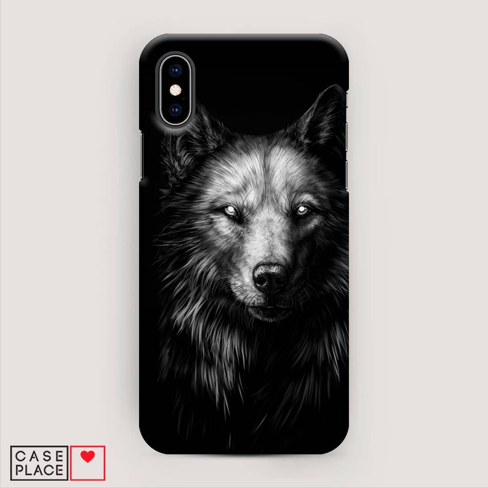 

Пластиковый чехол "Волк черно белый" на Apple iPhone XS (10S), 11820-1