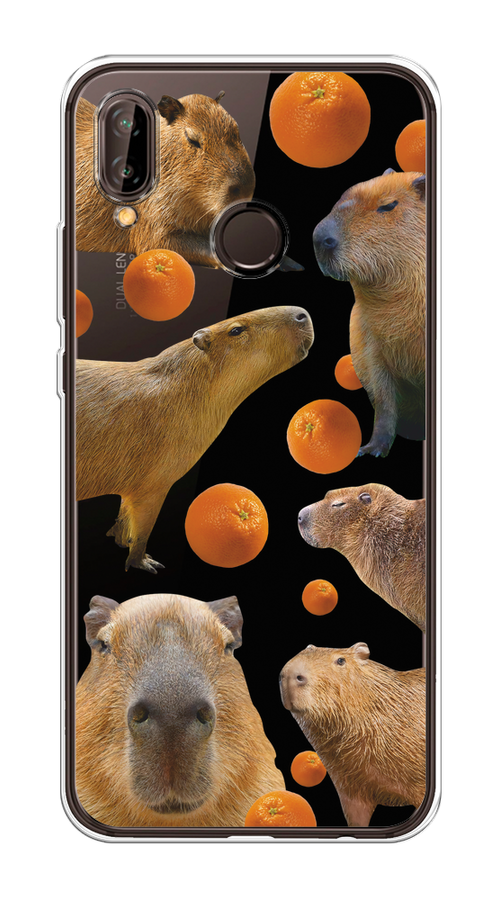 

Чехол на Huawei Nova 3 "Капибара и апельсины", Бежевый;оранжевый, 66150-1