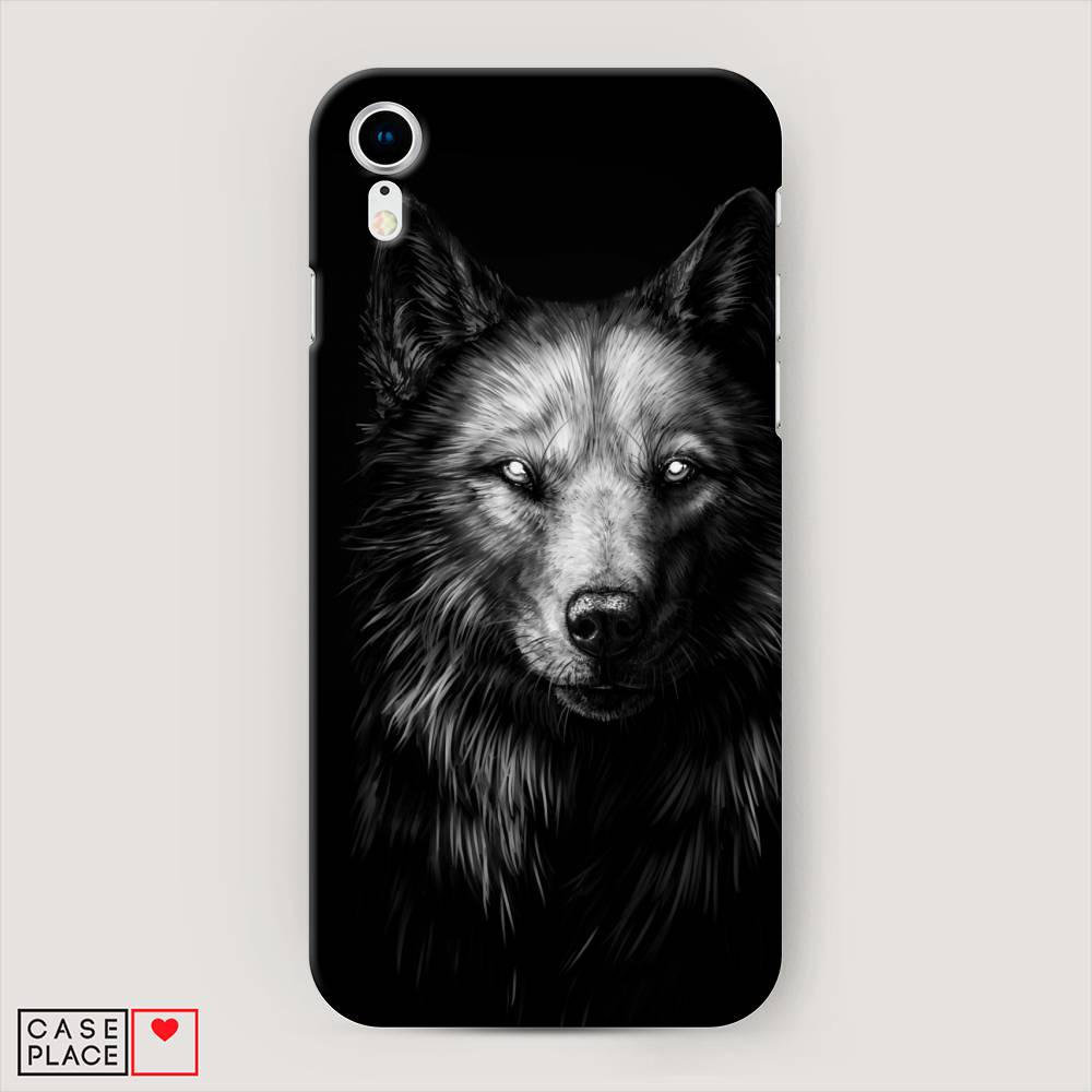 

Пластиковый чехол "Волк черно белый" на Apple iPhone XR (10R), 12020-1