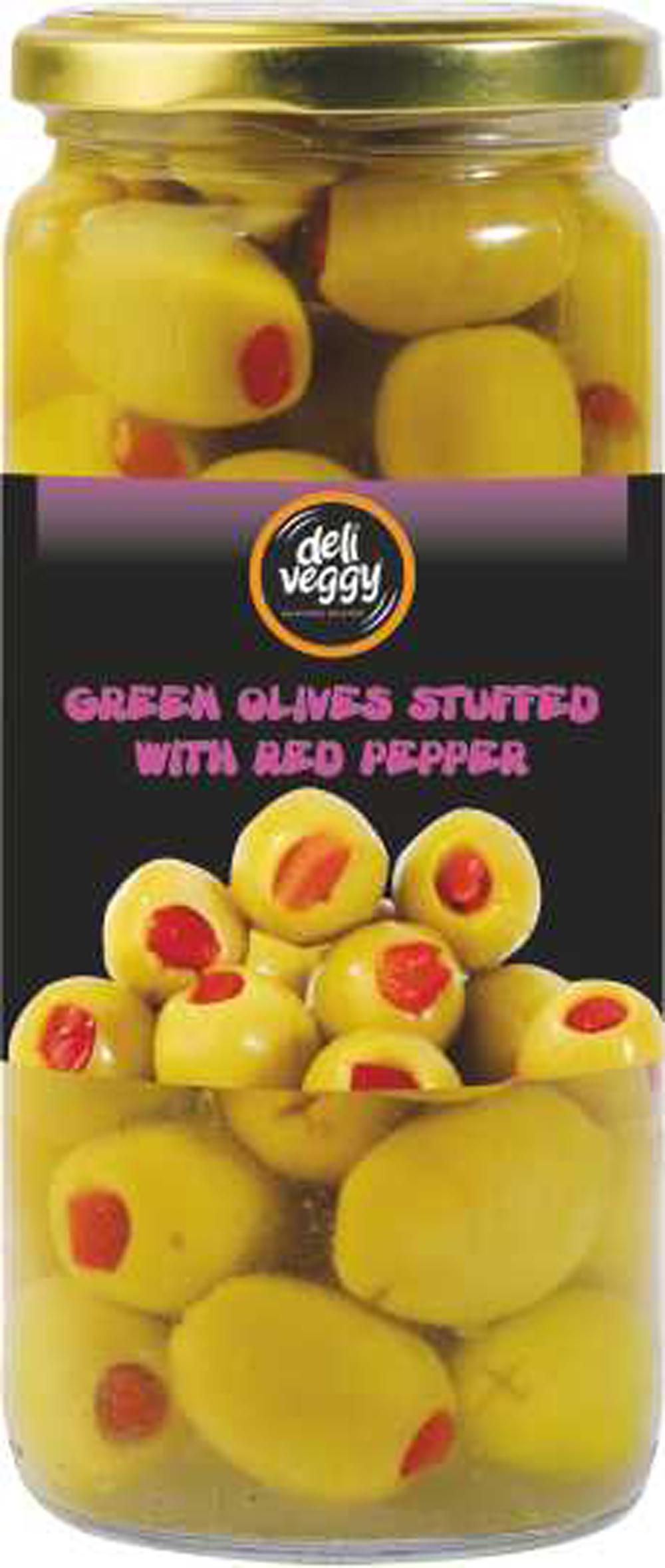 

Зеленые оливки с Красным перцем, 500 мл Deli Veggy 9523260