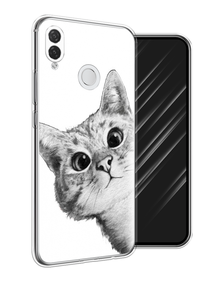 

Чехол Awog на Huawei P Smart Plus "Кот рисунок черно-белый", Черный, 68250-1
