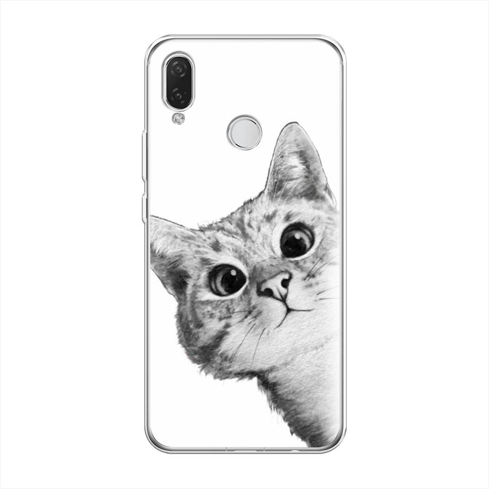 фото Чехол awog "кот рисунок черно-белый" для huawei p smart plus