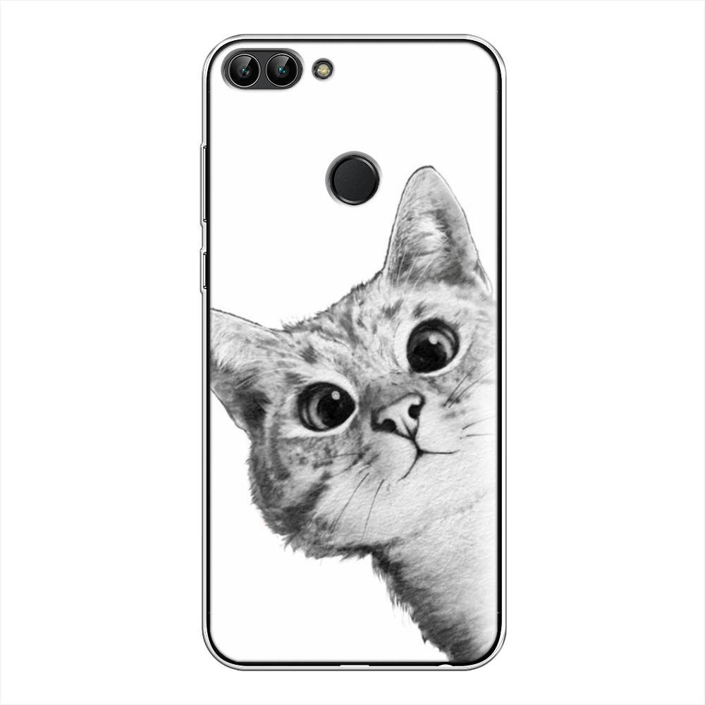 

Чехол Awog на Huawei P Smart "Кот рисунок черно-белый", Черный, 64050-1
