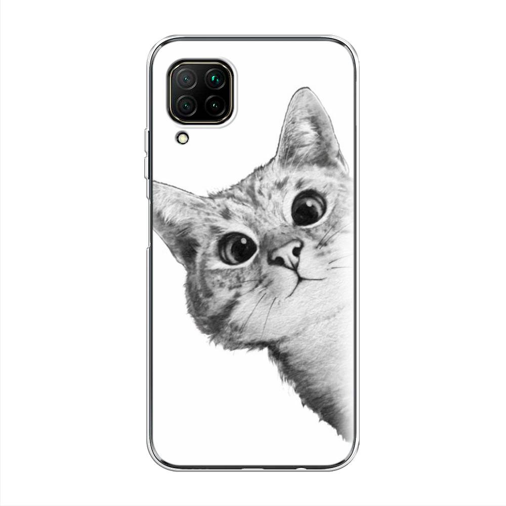 фото Чехол awog "кот рисунок черно-белый" для huawei nova 6 se