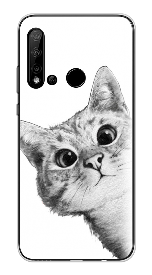 

Чехол Awog на Huawei Nova 5i "Кот рисунок черно-белый", Черный, 69850-1