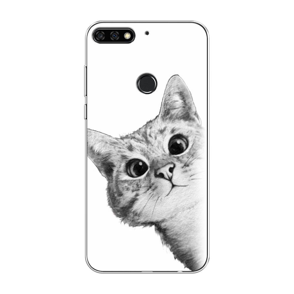 фото Чехол awog "кот рисунок черно-белый" для huawei nova 2 lite