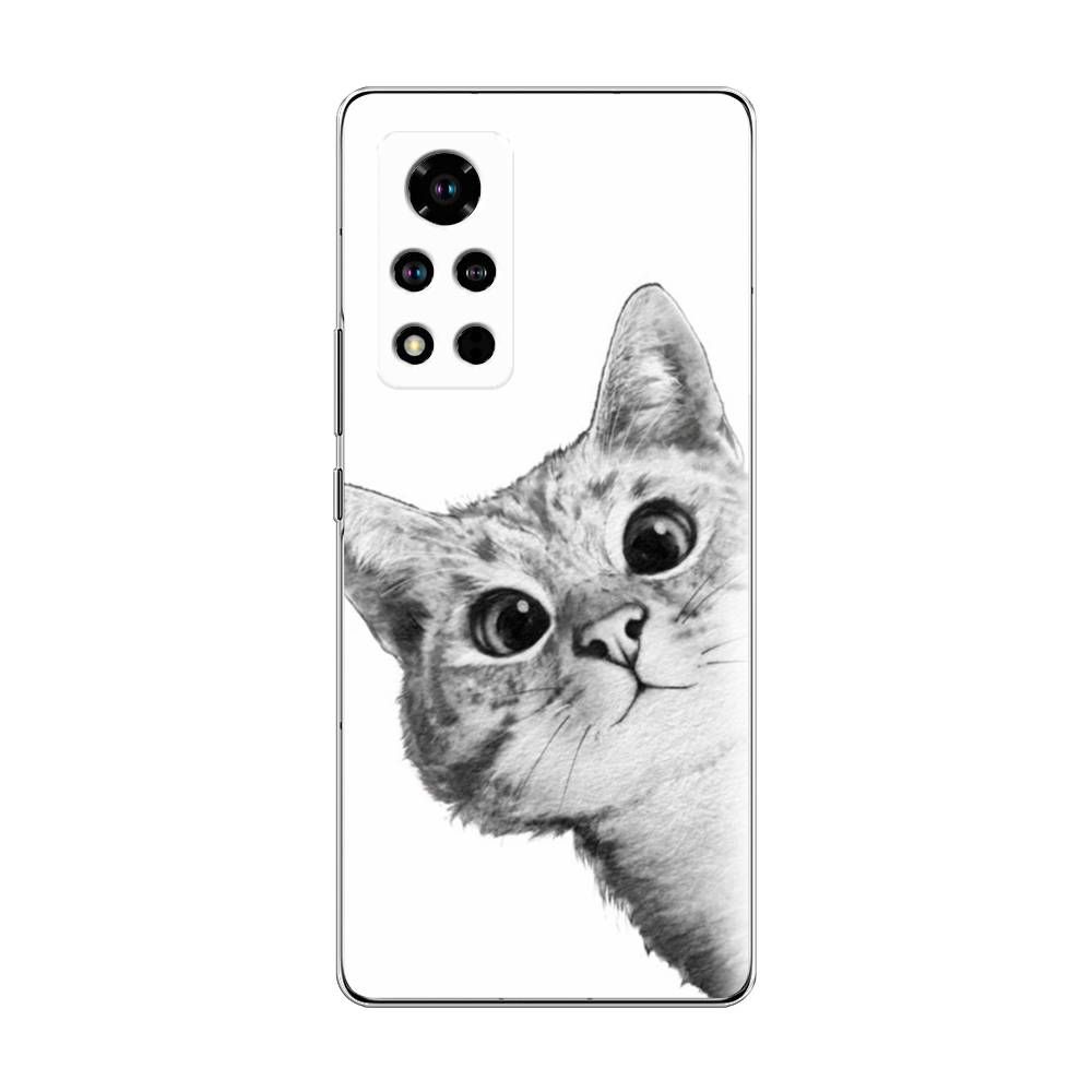 фото Чехол awog "кот рисунок черно-белый" для honor v40