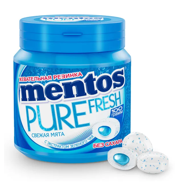 Жевательная резинка Mentos Pure Fresh вкус Свежая мята 100 г