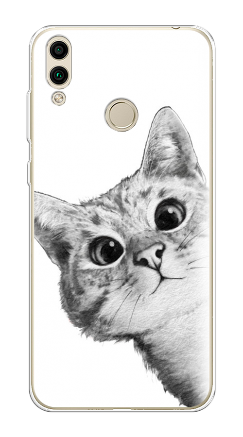

Чехол Awog на Honor 8C "Кот рисунок черно-белый", Черный, 67150-1