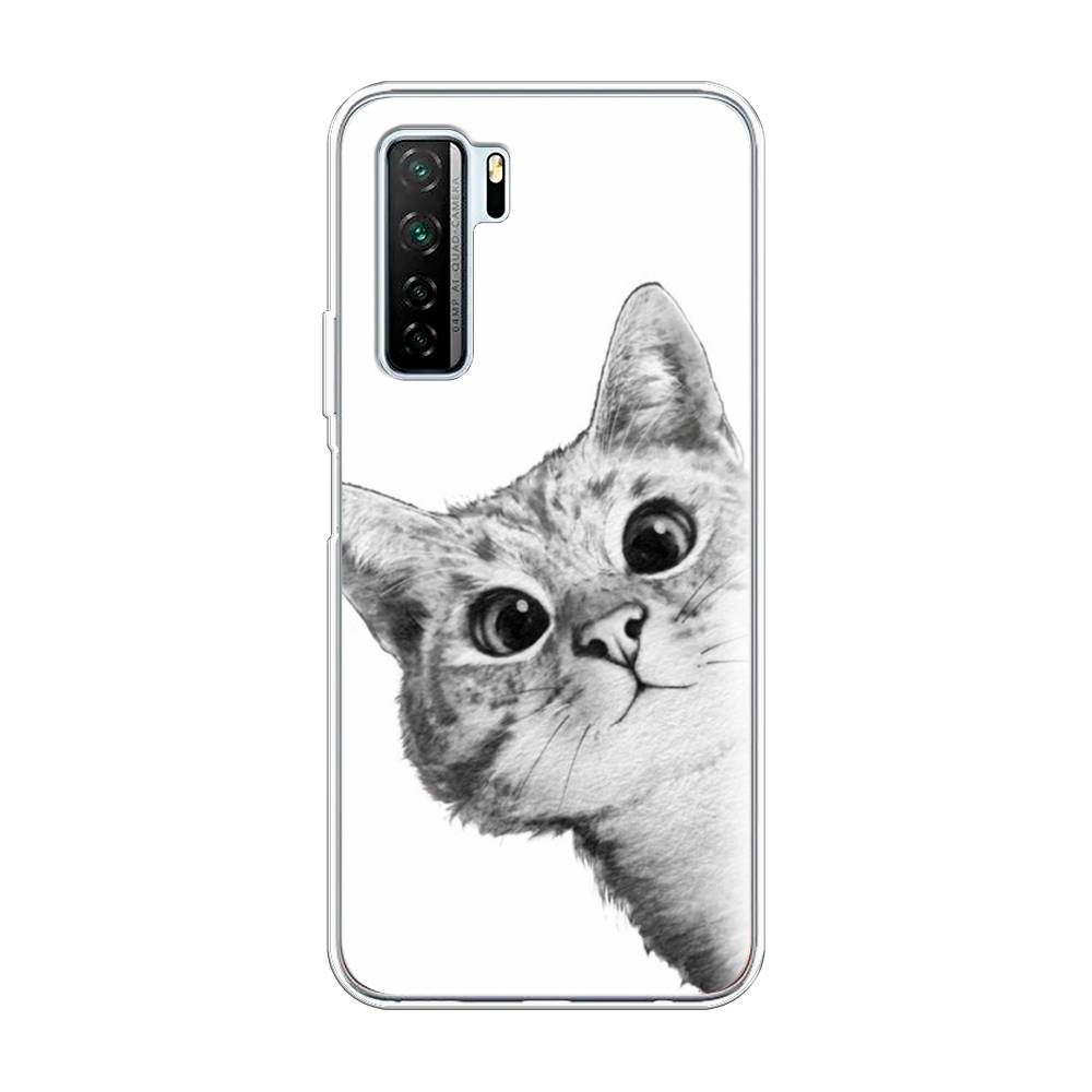 фото Чехол awog "кот рисунок черно-белый" для honor 30s (global)