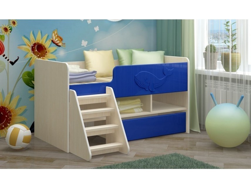 фото Детская кровать юниор-3 мдф, тёмно-синий, 70х140 регион 58