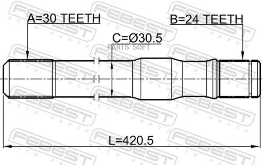 

Полуось Правая 30x421x24 0112-Hzj79rh Febest арт. 0112-HZJ79RH