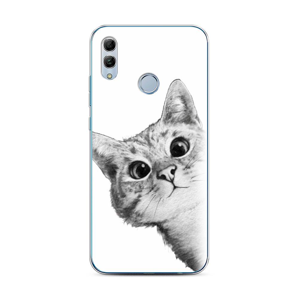 фото Чехол awog "кот рисунок черно-белый" для honor 10 lite