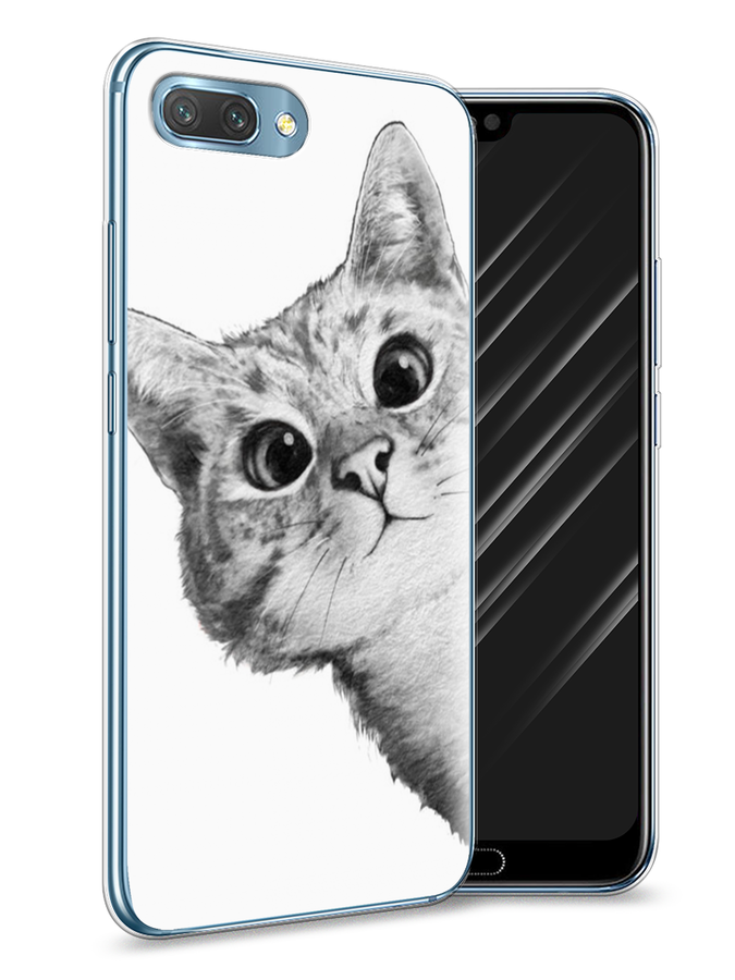 

Чехол Awog на Honor 10 "Кот рисунок черно-белый", Черный, 65350-1