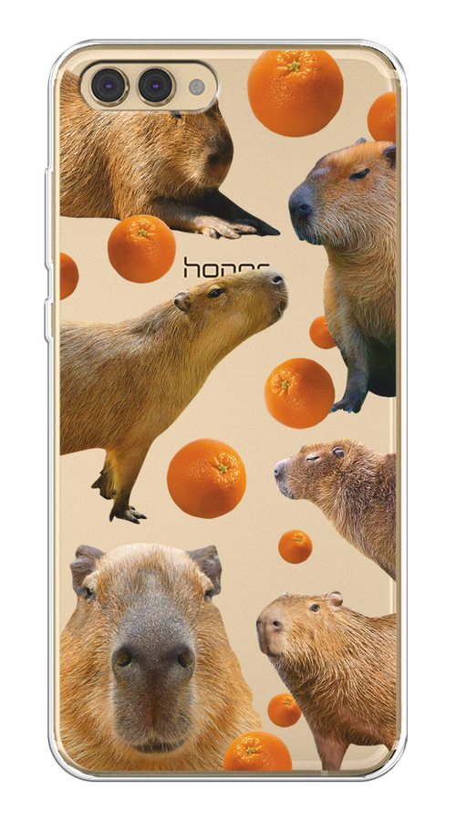 

Чехол на Honor V10 (View 10) "Капибара и апельсины", Бежевый;оранжевый, 65150-1