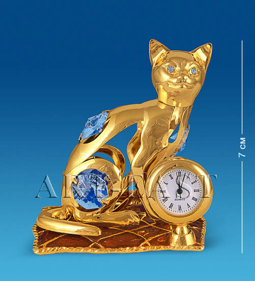 

Фигурка с часами Кошка на подушке (Юнион) AR-3746/ 5 113-60488, Золотистый