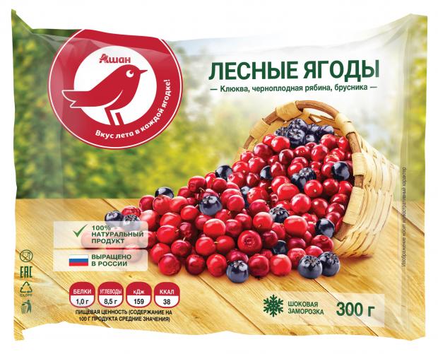 Смесь ягодная АШАН Красная птица Лесные ягоды замороженная 300 г 190₽