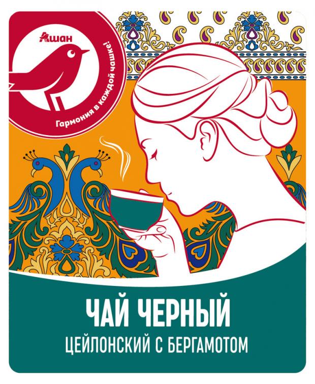 Чай черный АШАН Красная птица Цейлонский с бергамотом листовой 200 г 260₽