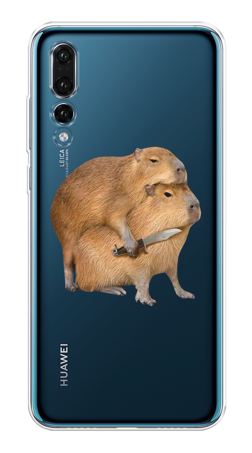 

Чехол на Huawei P20 Pro "Капибара с ножом", Бежевый, 65050-1