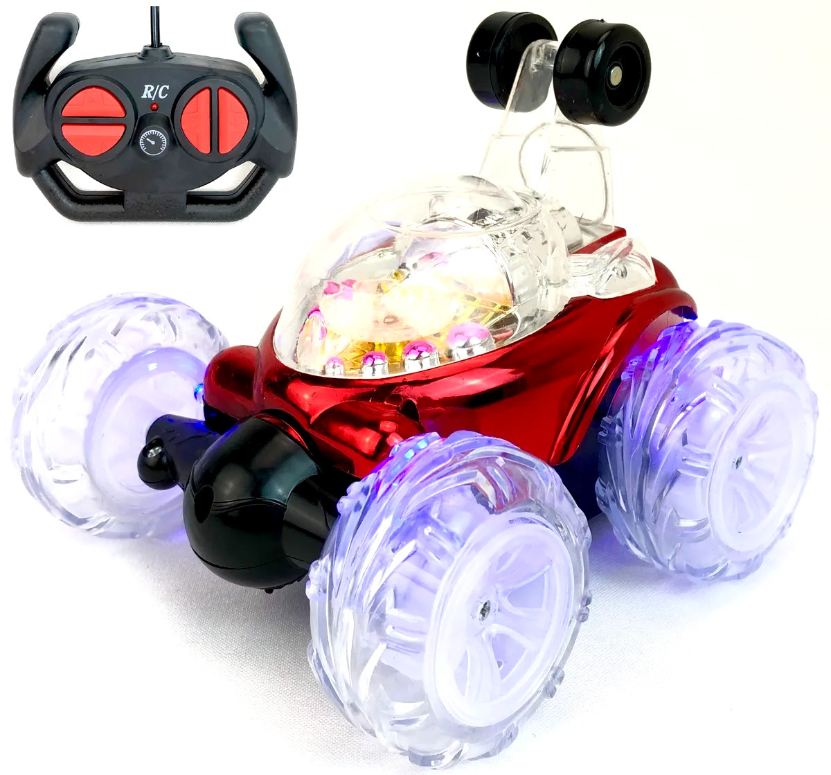 

Радиоуправляемая трюковая машинка - перевертыш QI XING ER TOYS Stunt Car, свет, звук, 360