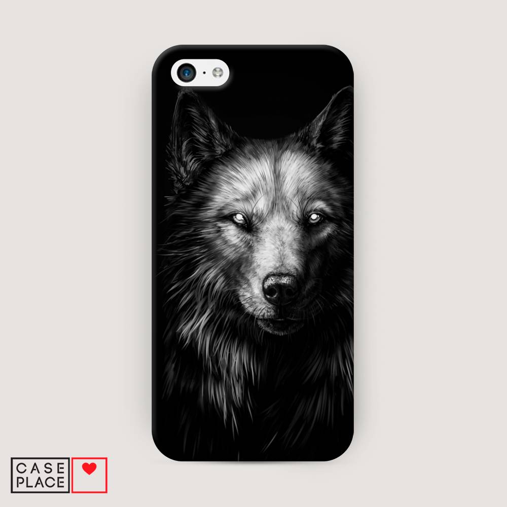 

Пластиковый чехол "Волк черно белый" на Apple iPhone 5C, 10220-1