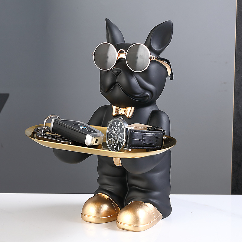 

Статуэтка Бульдог STATUETKA-dog-ochki, Черный, подставка для мелочи