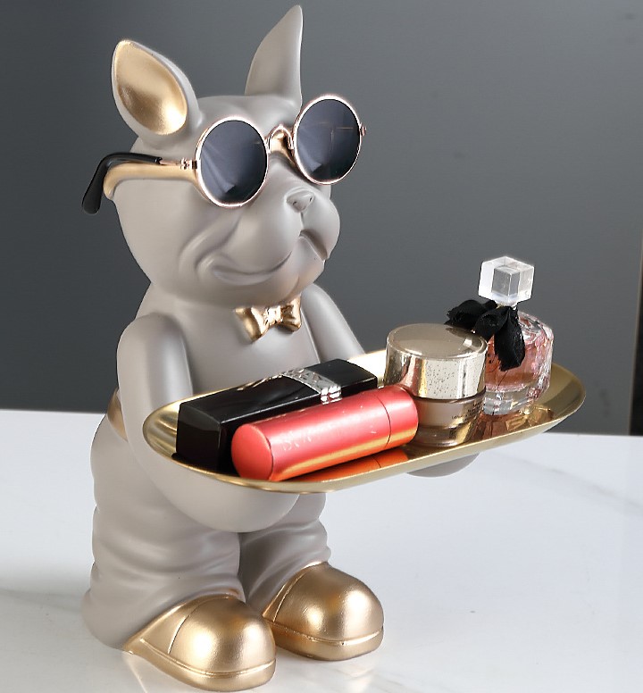 

Статуэтка Бульдог STATUETKA-dog-ochki-grey, Серый, подставка для мелочи