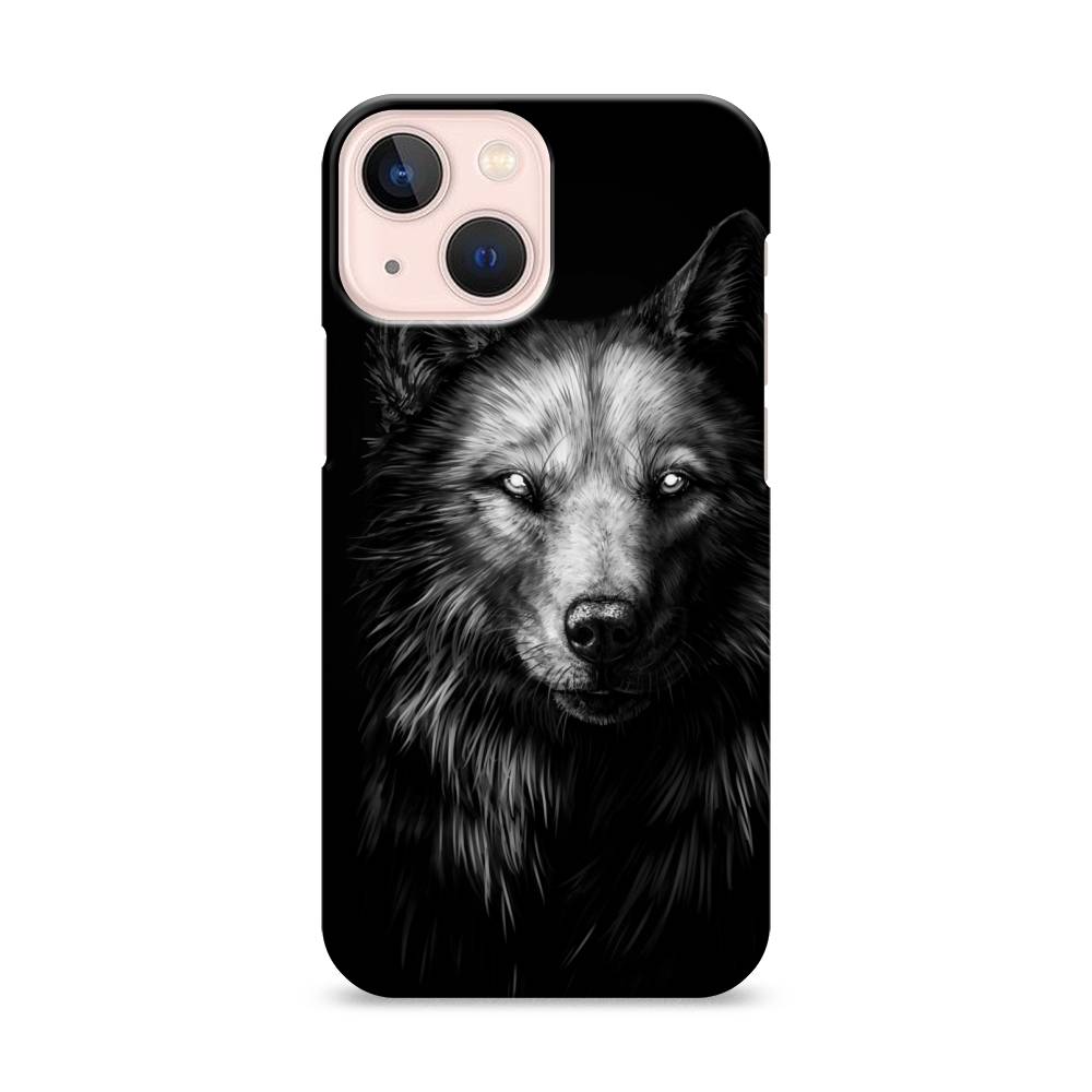 

Пластиковый чехол "Волк черно белый" на Apple iPhone 13 mini, 14120-1