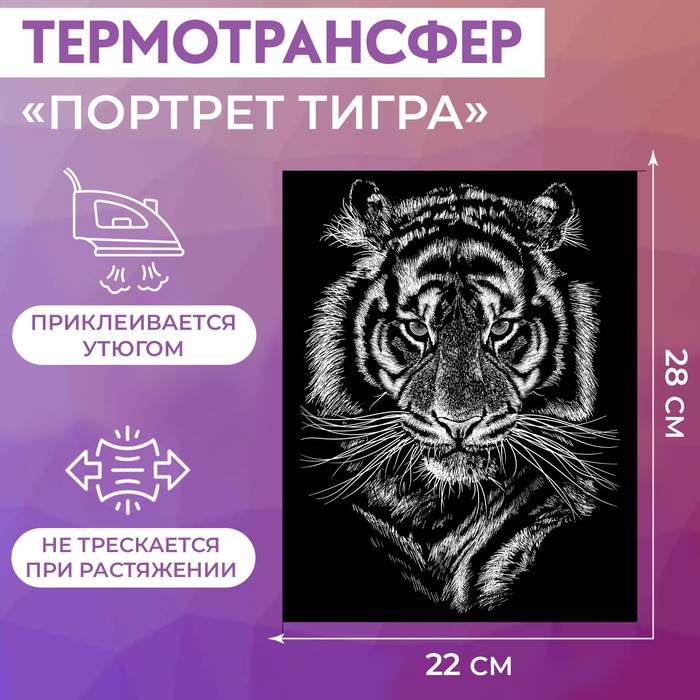 

Термотрансфер Арт Узор Портрет тигра, 22 x 28 см, 2шт., Разноцветный