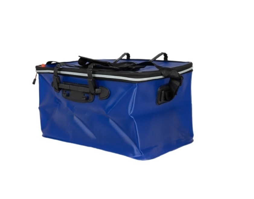 фото Водонепроницаемое складное сумка-ведро с крышкой / кан рыболовный с сеткой 45 см. синее nobrand