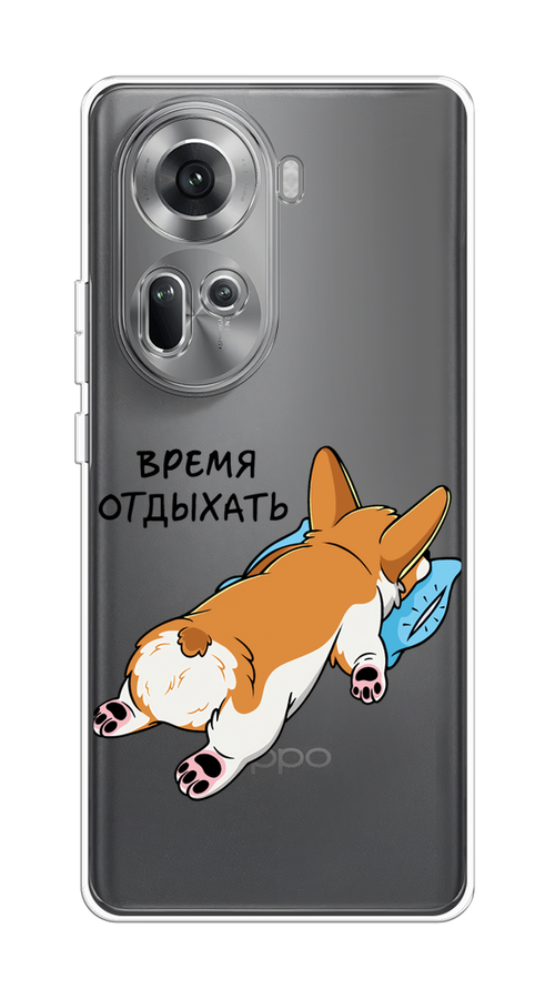 

Чехол на Oppo Reno 11 (Global) "Корги отдыхает", Черный;коричневый;голубой, 2515850-1
