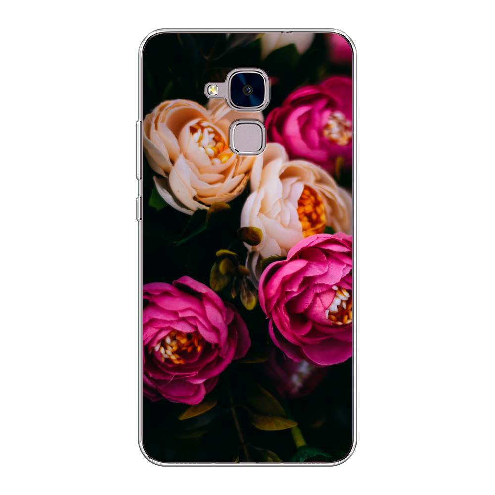 

Чехол Awog на Honor 5C "Розовые пионы на черном", Разноцветный, 60450-8