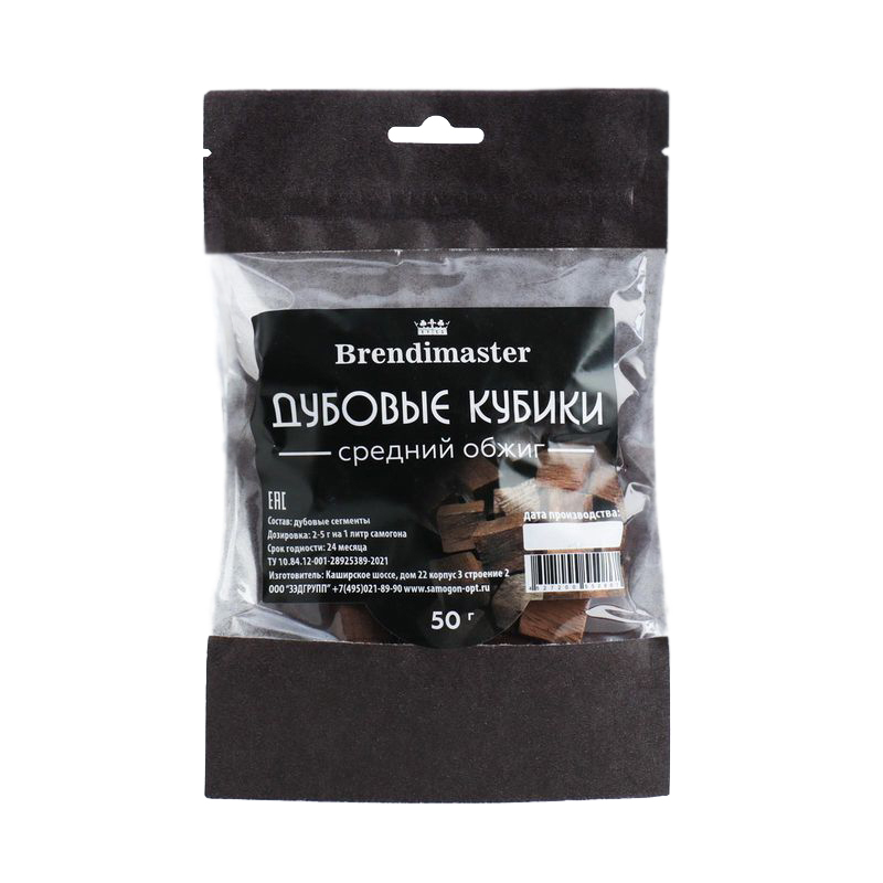 

Дубовые кубики для приготовления настойки, средний обжиг, 50 г