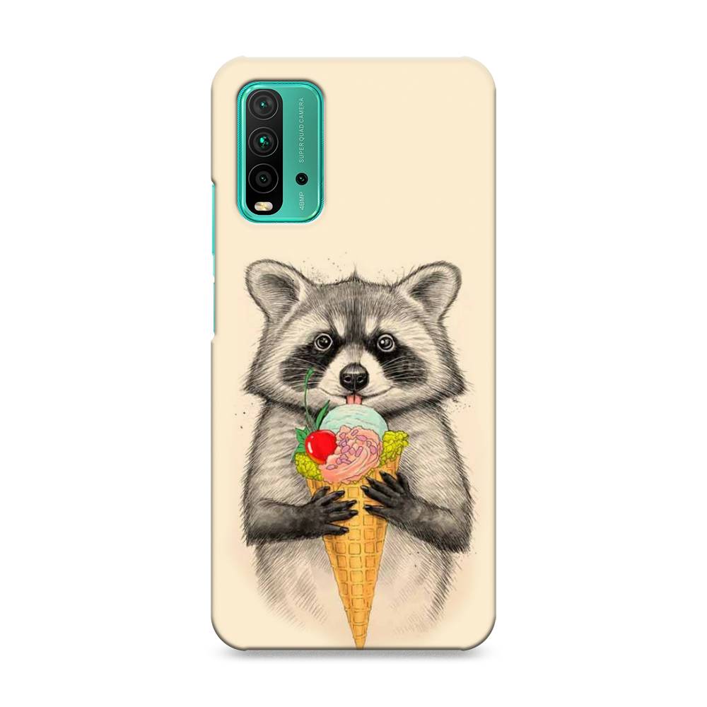

Пластиковый чехол "Енот с мороженым" на Xiaomi Redmi 9T, 39820-7