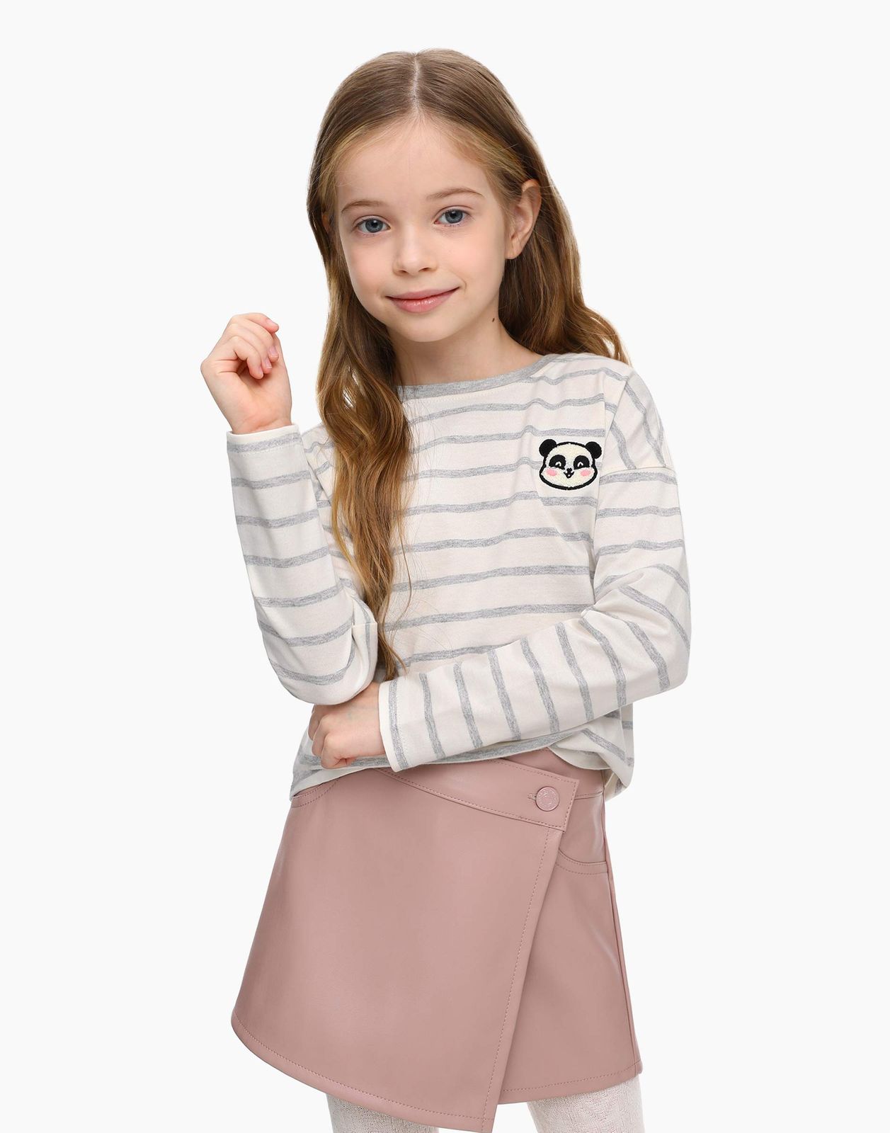 

Лонгслив Gloria Jeans GKT020992 молочный/серый, 128, Бежевый;серый, GKT020992