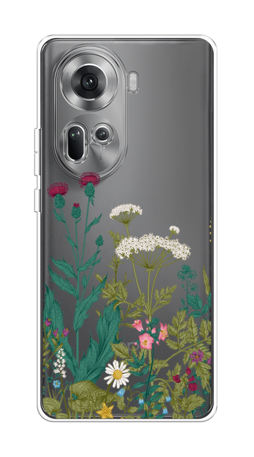 

Чехол на Oppo Reno 11 (Global) "Дикие полевые цветы", Зеленый;розовый;белый, 2515850-1