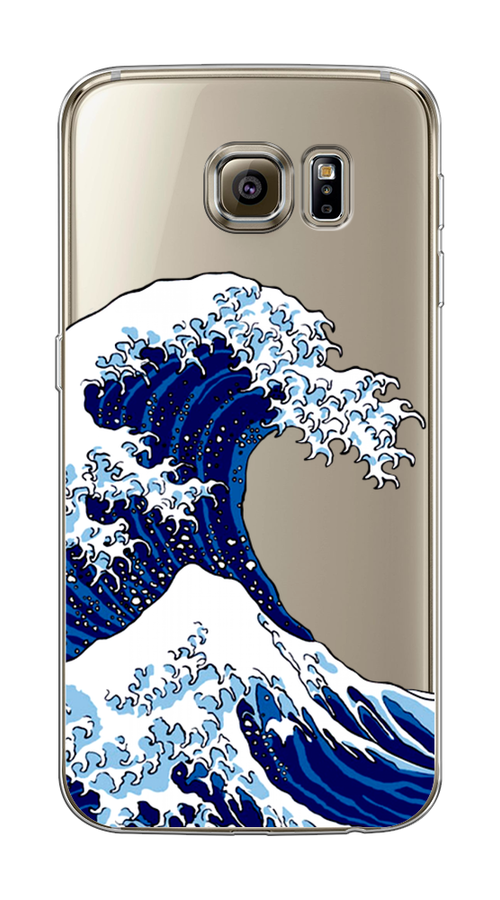 

Чехол Awog на Samsung Galaxy S6 edge "Волна в Канагаве", Синий;белый, 24450-4