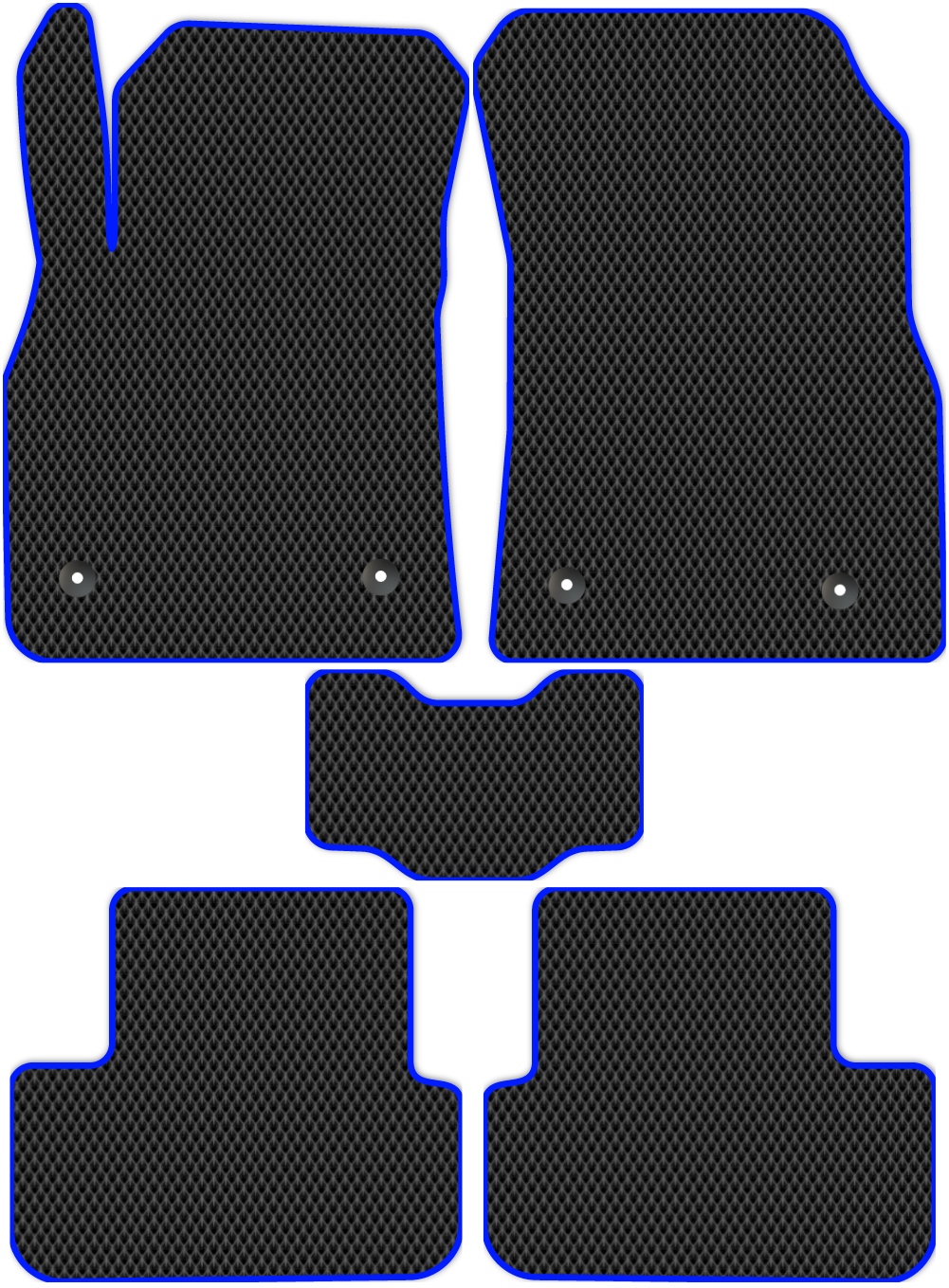 

Коврики ЭВА в салон для Daewoo Lacetti 2 (J300) 2008 - 2011, 5 шт. черный, синий кант, 1911-S5YLT-H