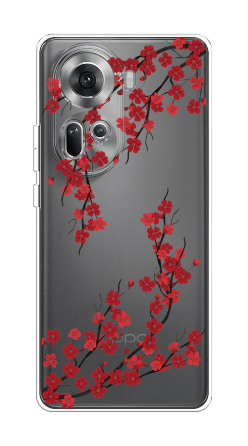 

Чехол на Oppo Reno 11 (Global) "Красная сакура", Красный;черный, 2515850-1