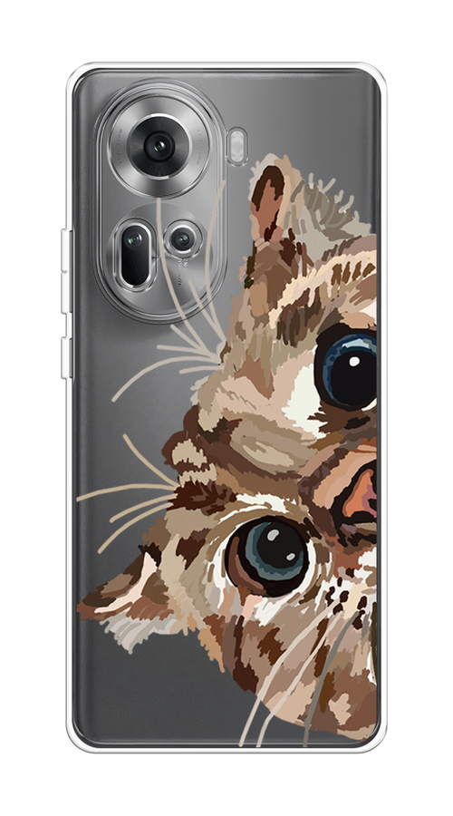 

Чехол на Oppo Reno 11 (Global) "Любопытный кот", Коричневый;синий;черный, 2515850-1