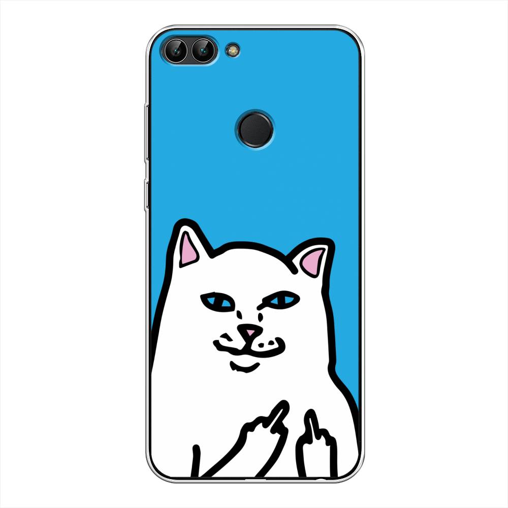 

Чехол Awog на Huawei Y9 2018 "Кот жесть", Белый;голубой;черный, 64950-9