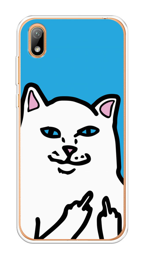 

Чехол Awog на Honor 8S "Кот жесть", Белый;голубой;черный, 69150-9